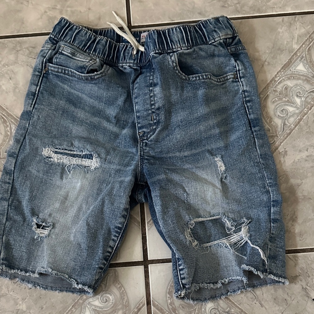 Boys Distressed Denim Shorts - Blue